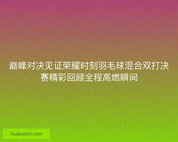 巅峰对决见证荣耀时刻羽毛球混合双打决赛精彩回顾全程高燃瞬间