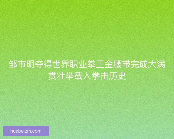 邹市明夺得世界职业拳王金腰带完成大满贯壮举载入拳击历史 邹市明夺得世界职业拳王金腰带完成大满贯壮举载入拳击历史